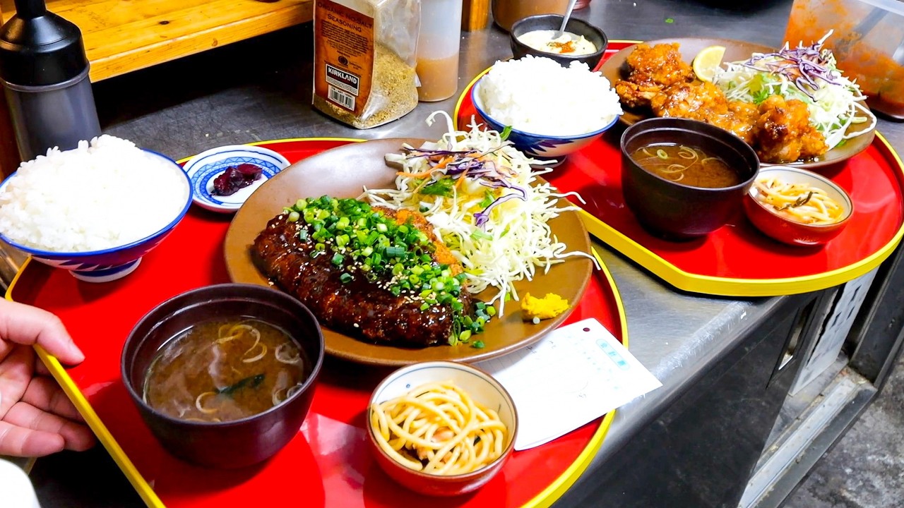 The fried chicken set meal with generous portions is amazing.