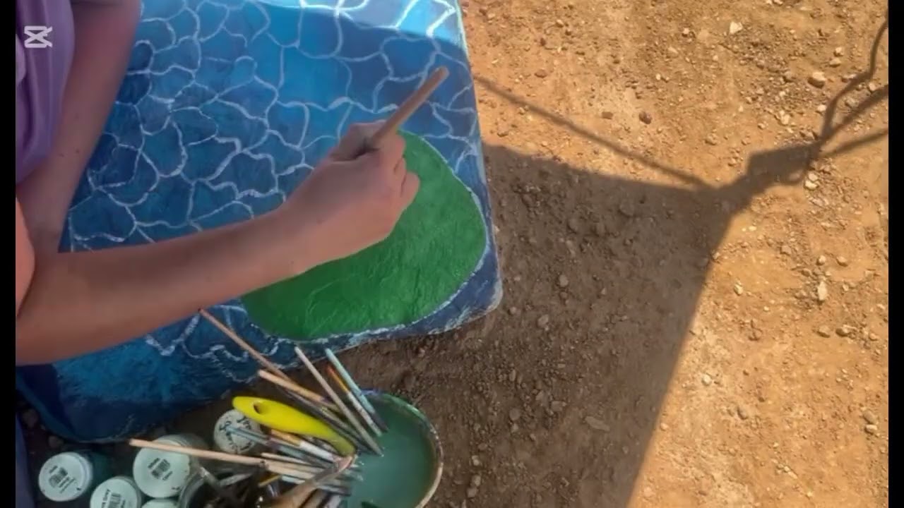 ✨Garden fish Pond Rock Painting 🖌️🐟 #rockpainting #art#artshorts 