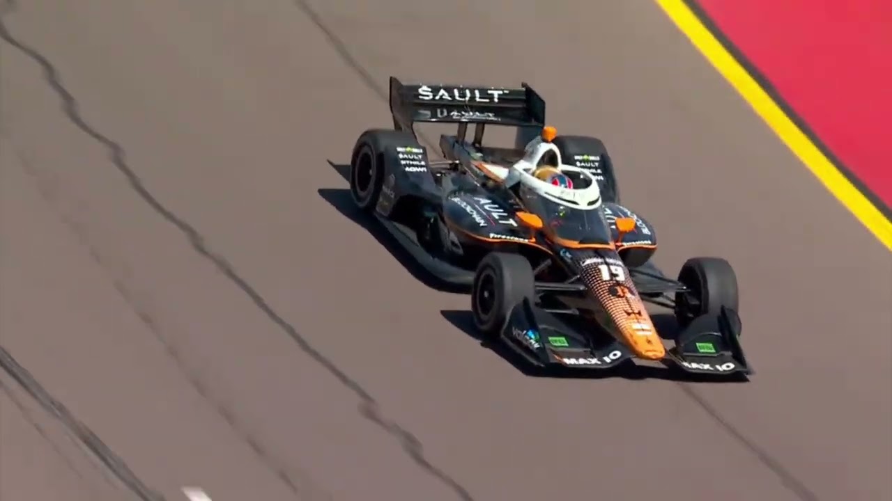 Dennis hauger has an incredible save at Phoenix during the indycar race