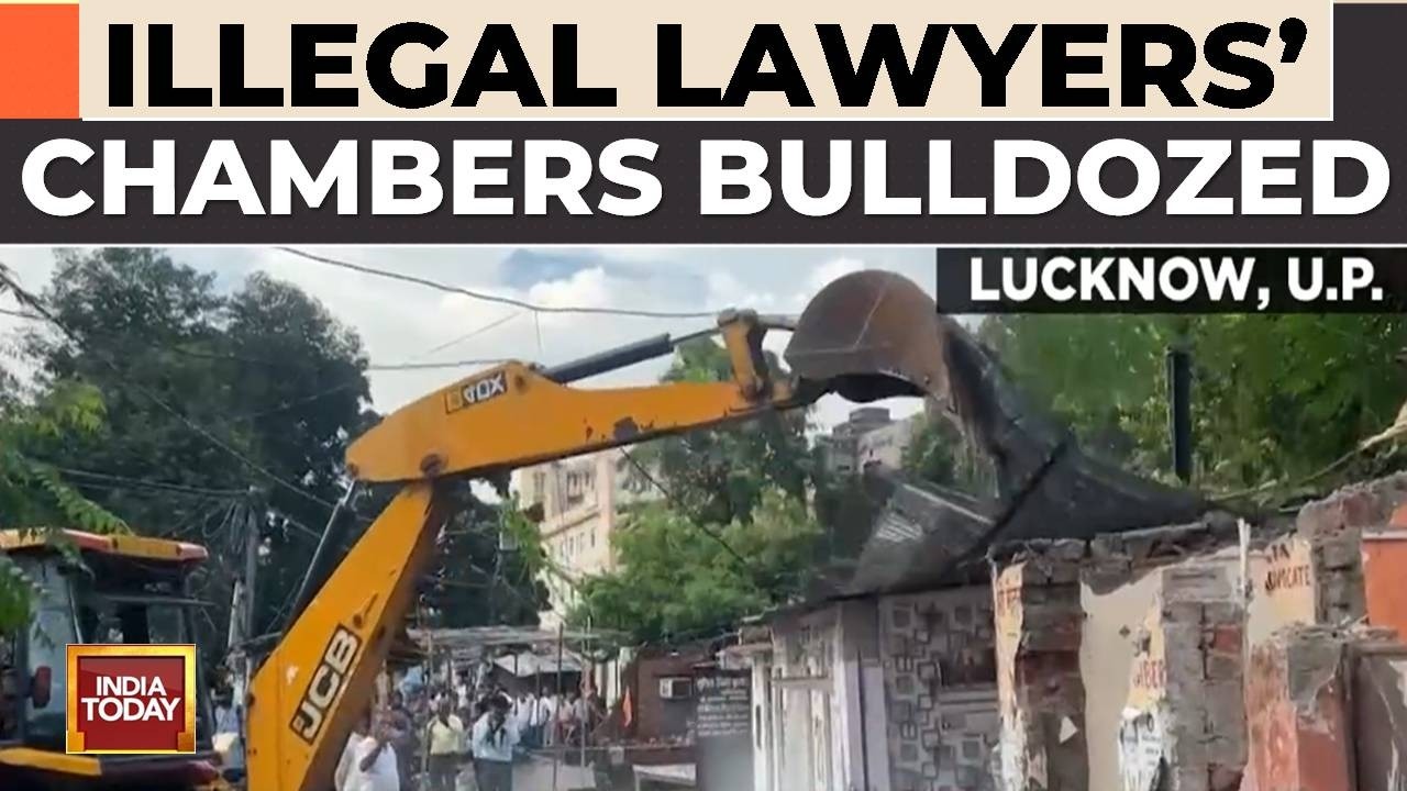 Watch: Bulldozer Action on Illegal Lawyers' Chambers in Lucknow After Supreme Court Denies Relief
