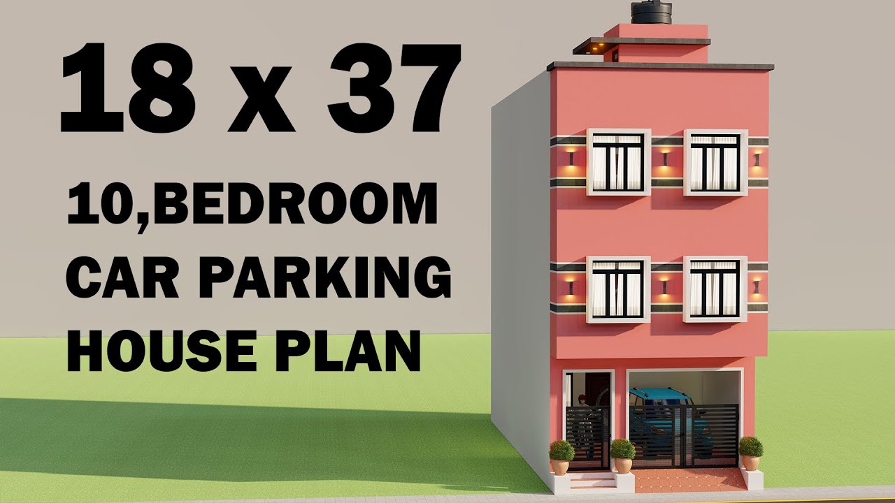 18 X 37 10 Bedroom किराये के लिए सबसे अच्छा घर ,3D Best Small Rental House Plan