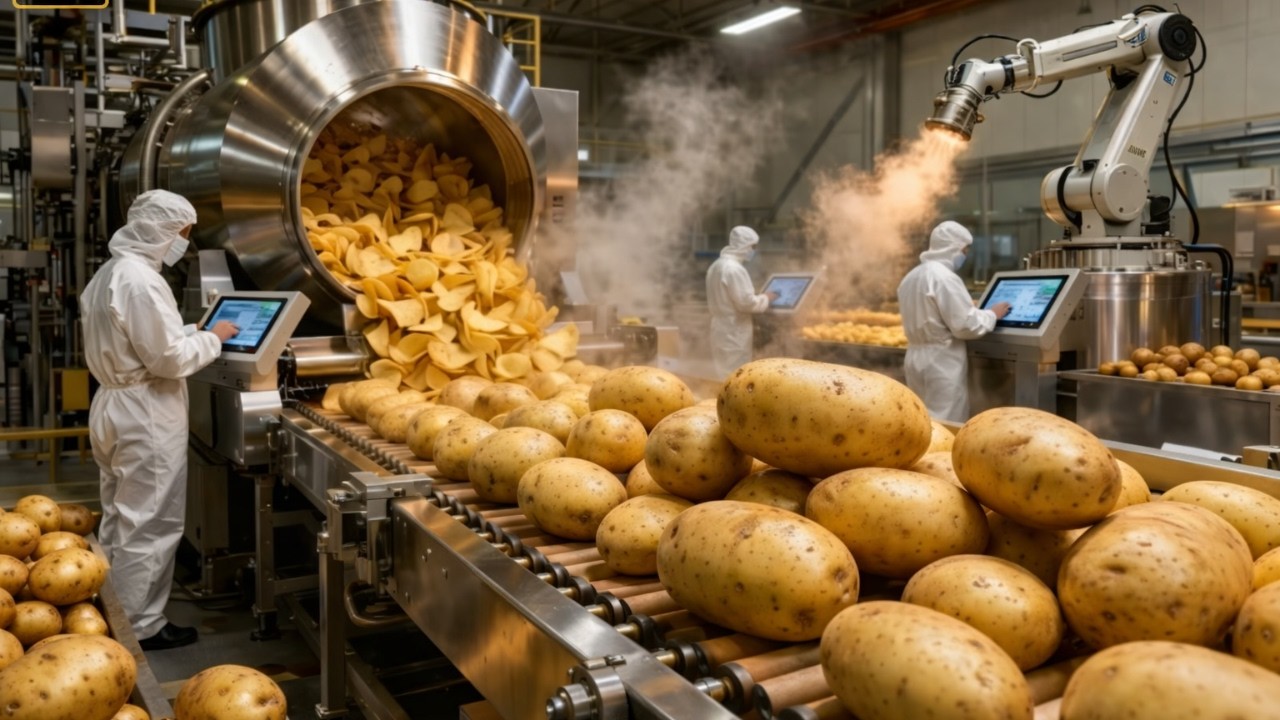 Inside a Modern Pringles Factory, From Whole Potatoes to Stacked Potato Chips (Full Process)