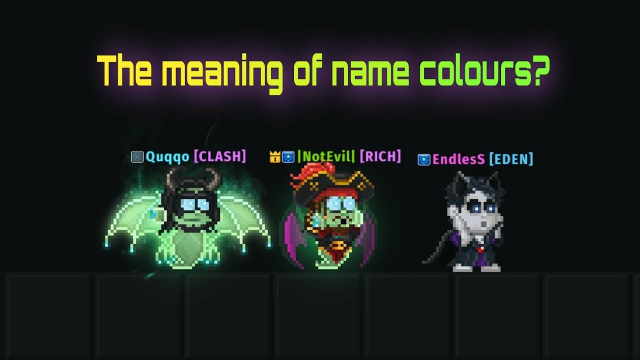 The meaning of name colours? - Pixelworlds