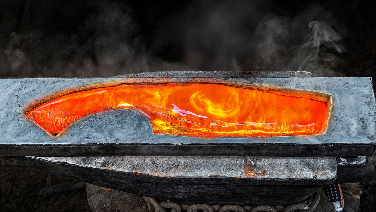 Unbelievable Brass Casting &ndash; Knife from Molten Metal