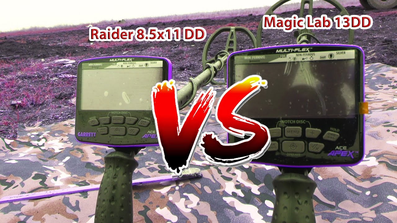 Garrett APEX тест катушек Raider 8 5x11 DD и Magic Lab 13 DD