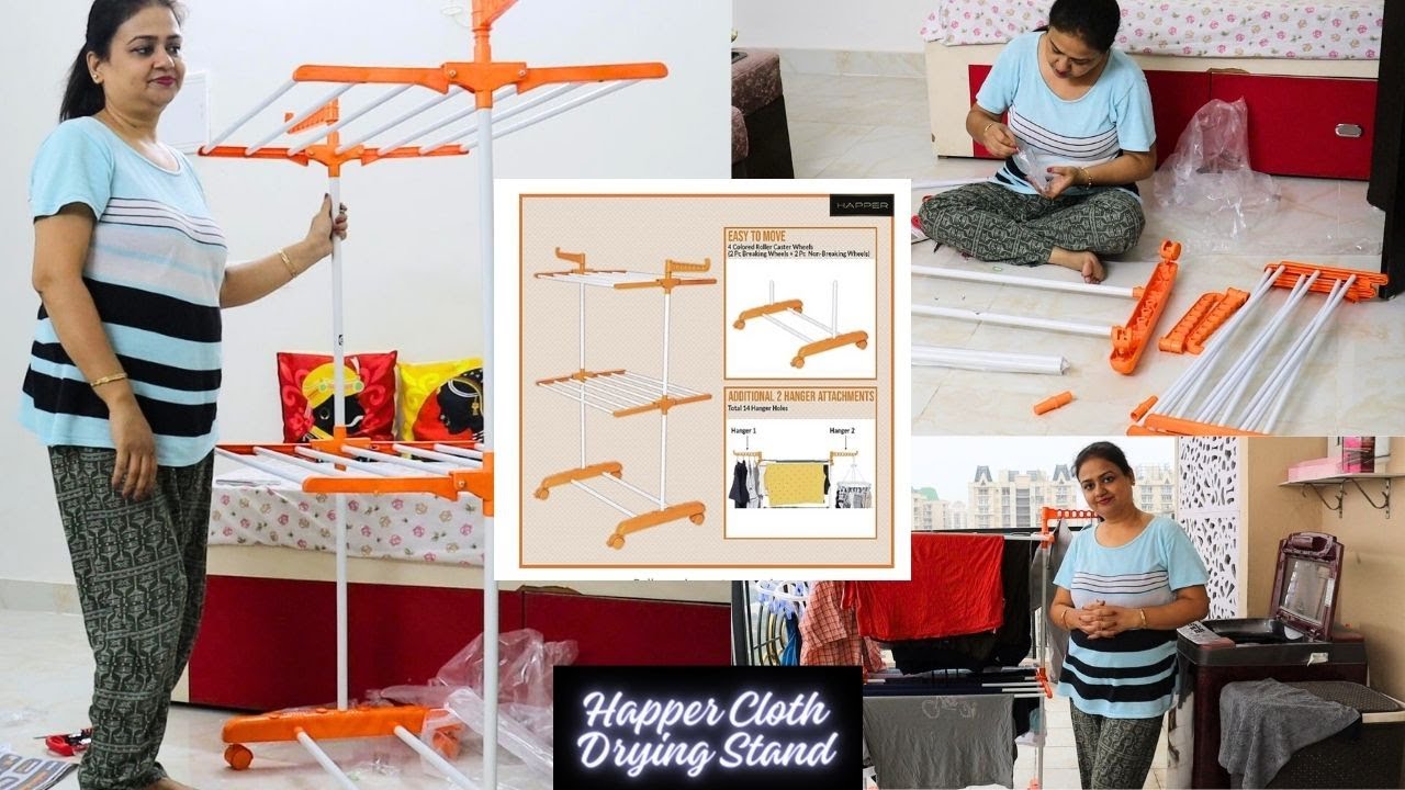 HAPPER 2 Laye CLOTH STAND from Amazon | Unboxing Review Demo & Comparison from Solimo Cloth Drying