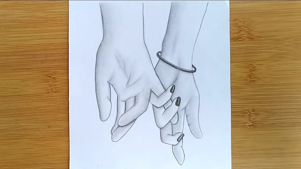 How to draw romantic couple 👫 holding hands with pencil sketch.