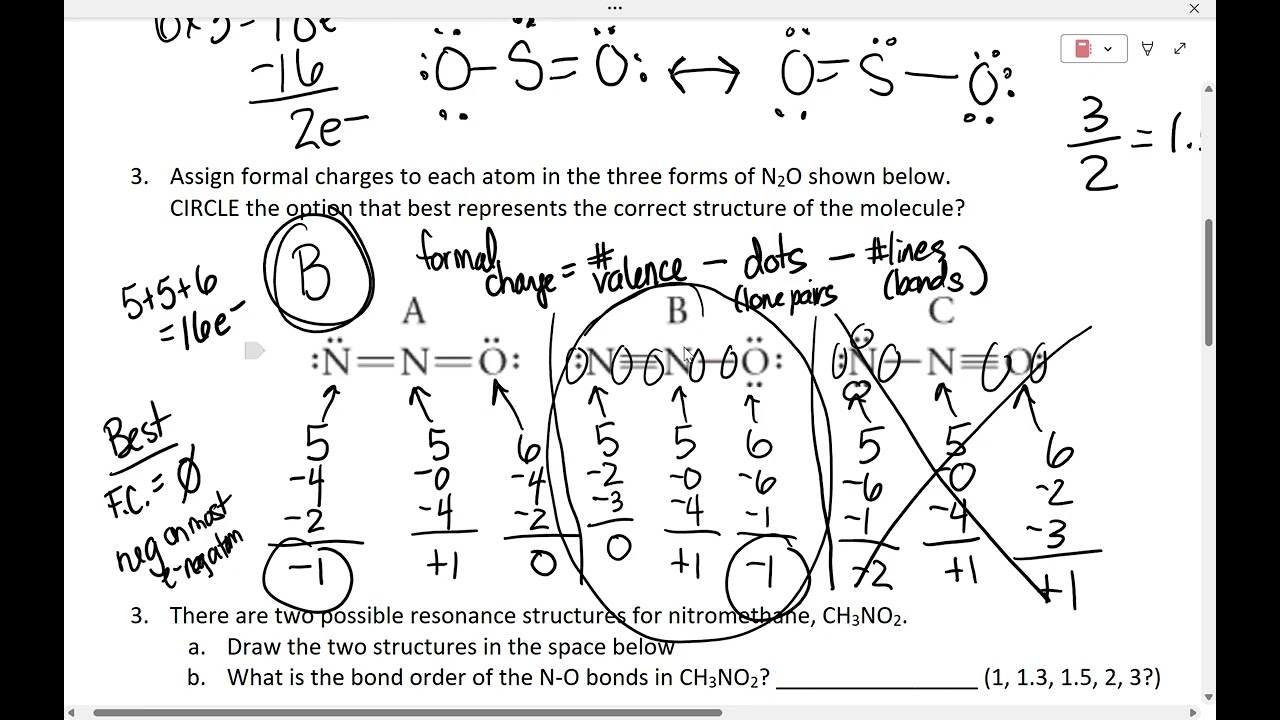 resonance and formal charge practice