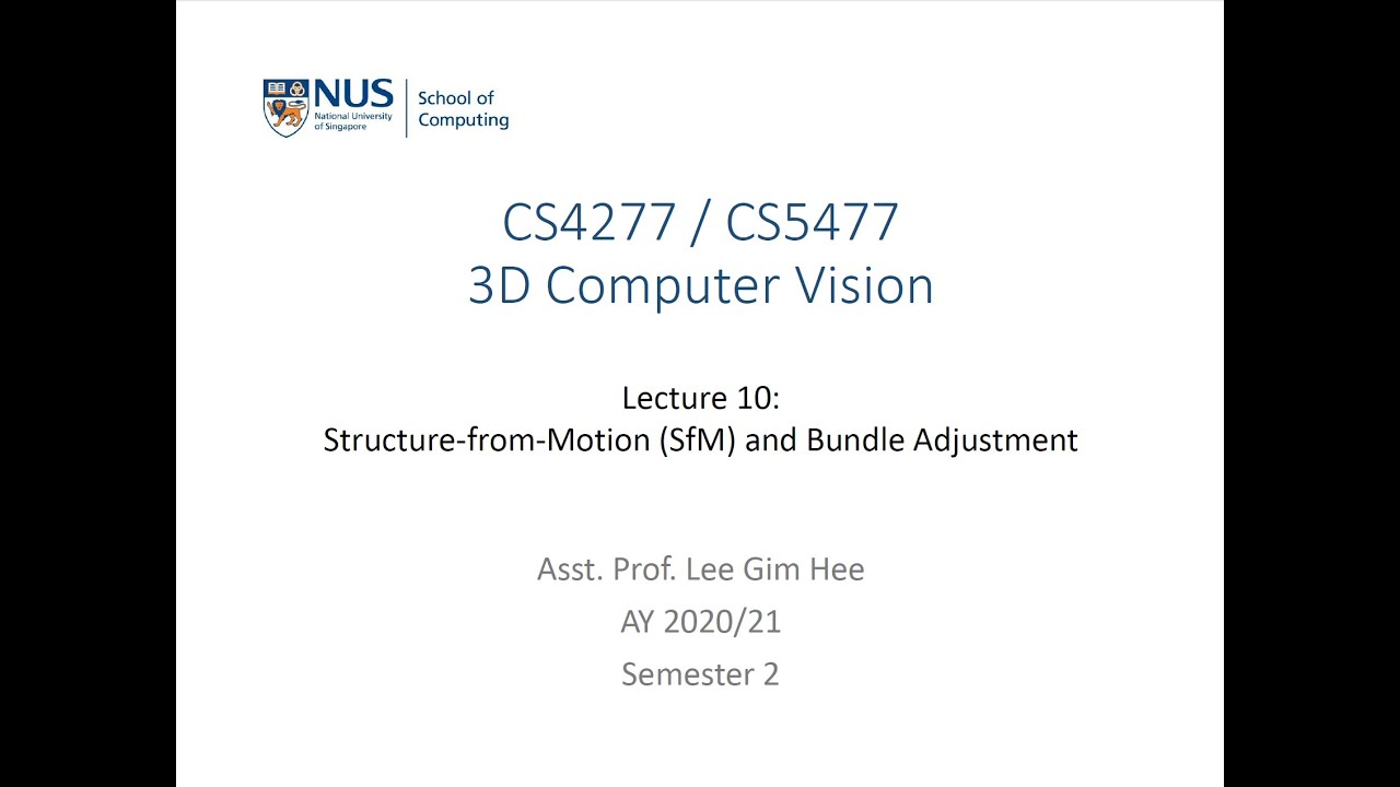 3D Computer Vision | Lecture 10 (Part 4): Structure-from-Motion (SfM) and bundle adjustment