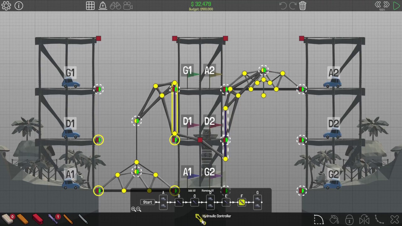 Poly Bridge 7-15: The Two Towers - Solution 1