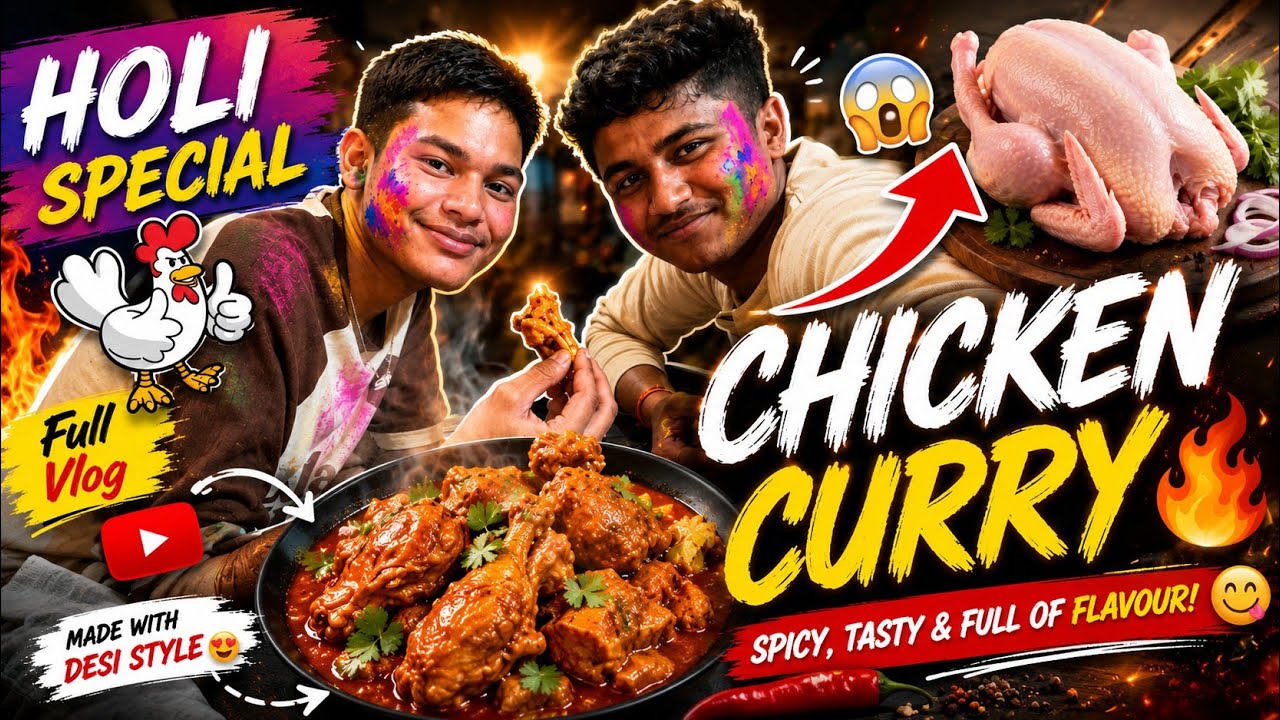 Aaj Holi ke phele CHICKEN CURRY 🐔 banaya || Shlok ke vlogs || 