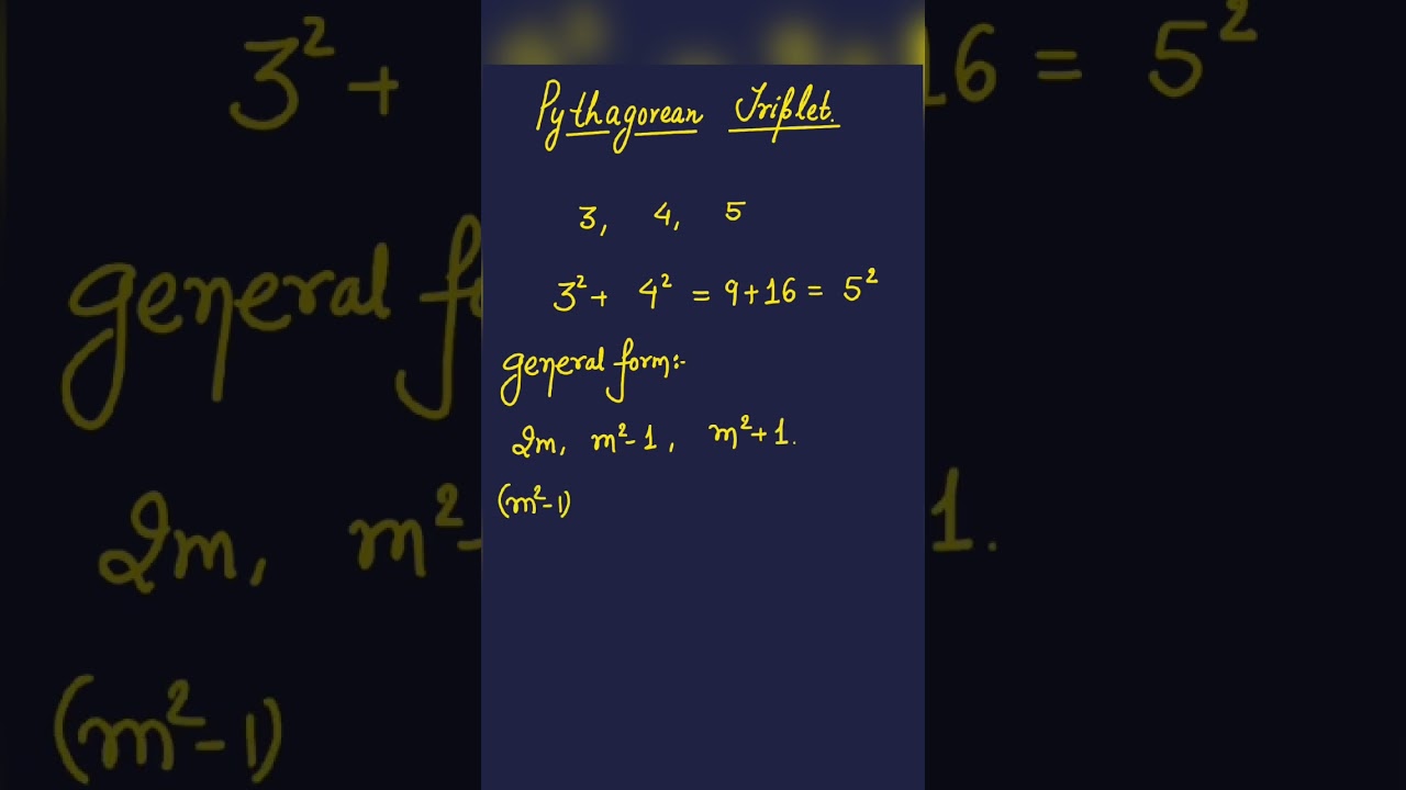 Pythagorean triplet | Pythagorus theorem | Maths problem #pythagoras_theorem