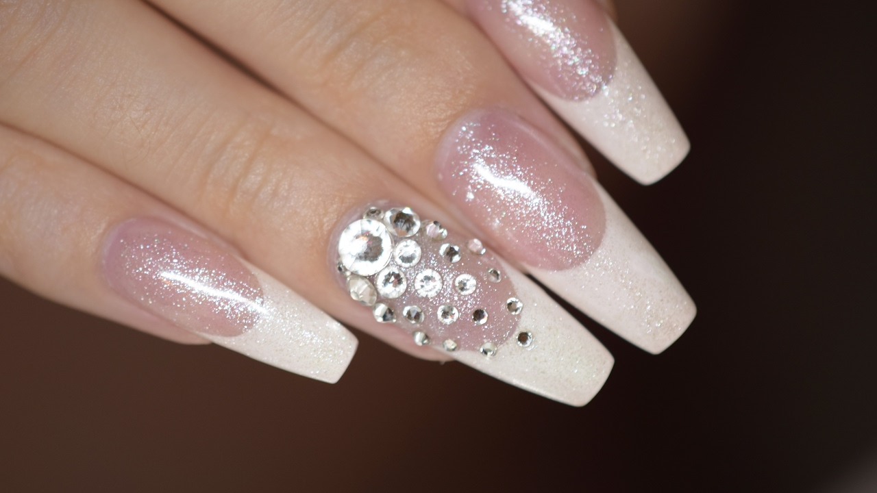 French Nails with Swarovski | Red Iguana | April Ryan