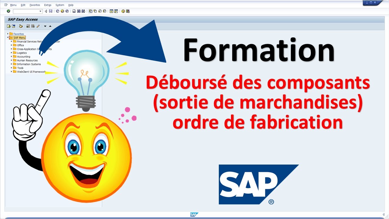 Déboursé des composants (sortie de marchandises) d'un ordre de fabrication