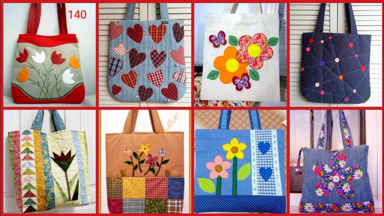Applique Work Fabric Bags Designs Patterns//Patch Work Patterns For Bags