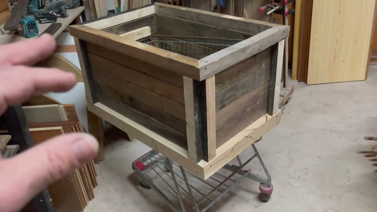 Old shopping cart into a Floating Garden Bed : Yaki Sugi - Shou Sugi Ban