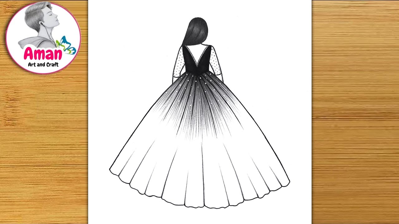 Lehenga drawing | Girl in Beautiful Lehenga drawing | How to draw a girl backside | pencil sketch