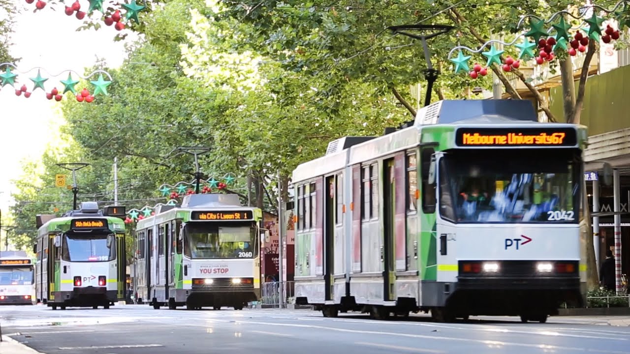 Swanston Street Trams - Melbourne CBD - December 2021