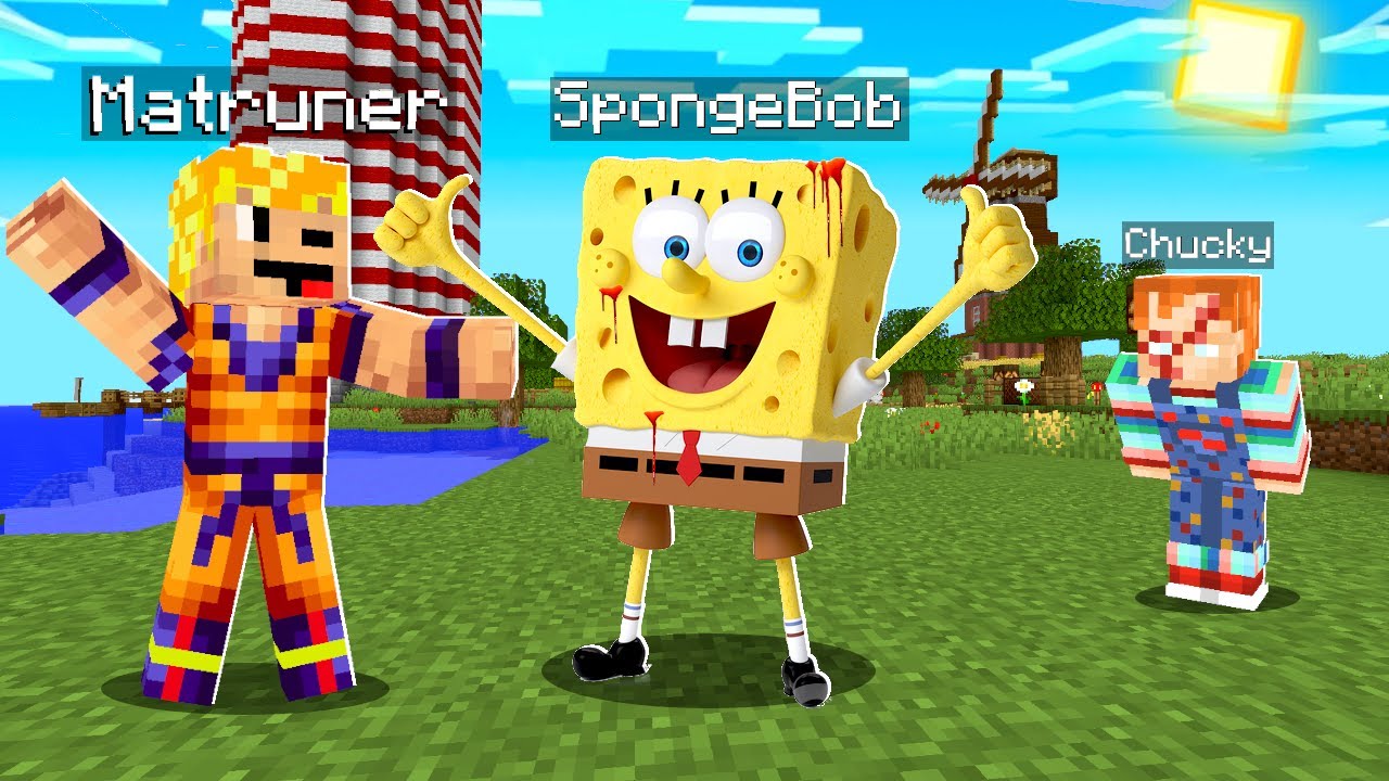 ZAPRZYJAŹNIŁEM SIĘ z SPONGEBOB  w MINECRAFT! LALECZCE CHUCKY TO SIĘ NIE SPODOBAŁO ...