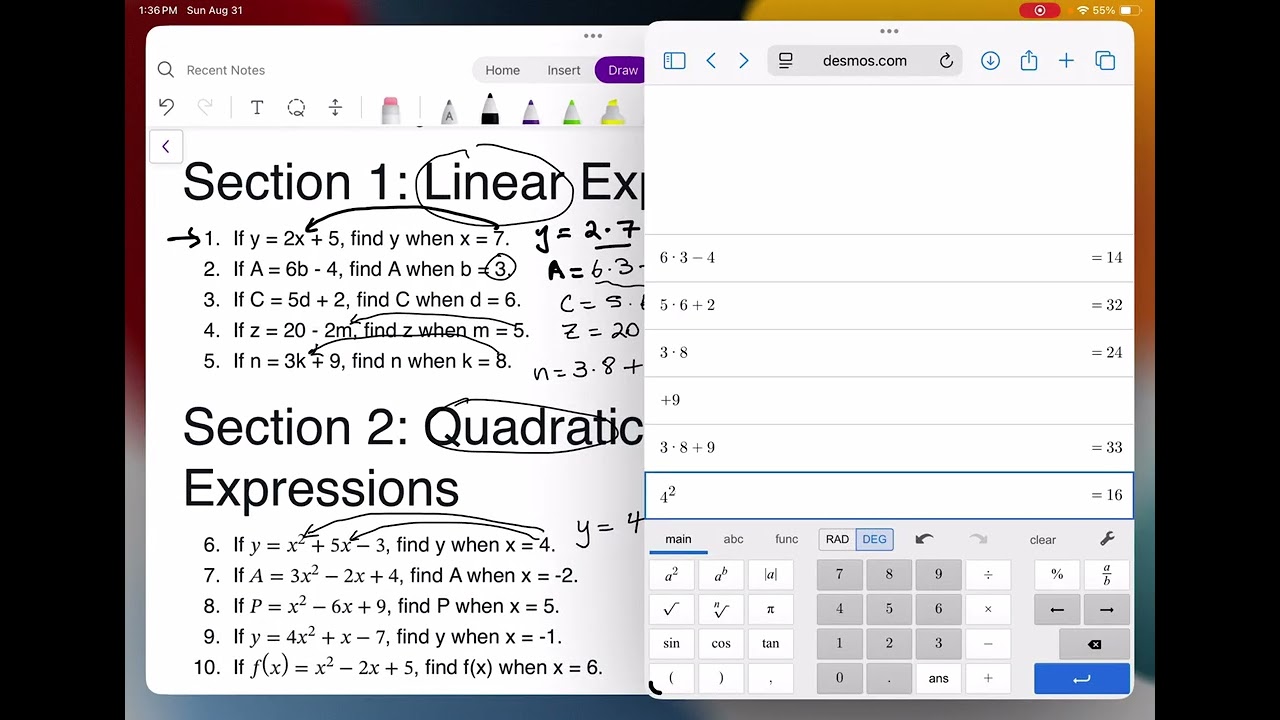 Evaluate expressions using substitutions