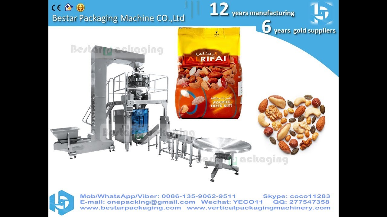 Bestar 2021 Línea de envasado VFFS de excelente calidad para bocadillos mezcla nueces con indicador