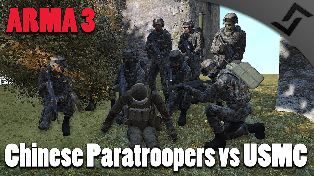 ARMA 3 - Chinese Paratroopers vs USMC - That MMG Though