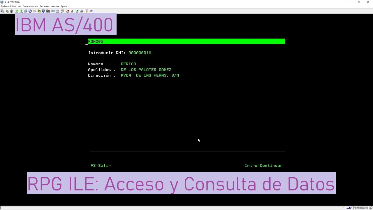 IBM AS/400: RPG ILE: Acceso y Consulta de Datos