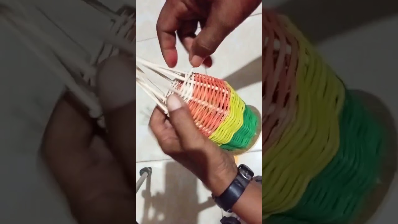 membuat anyaman vas bunga dari rotan