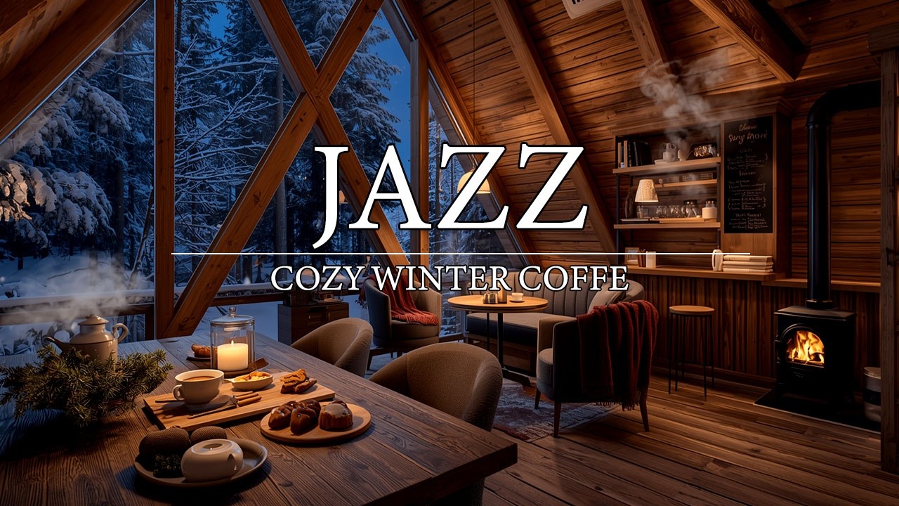 🔴Warm Winter Night with Relaxing Jazz Instrumental Music ⛄ Coffee Shop Ambience & Smooth Jazz Music