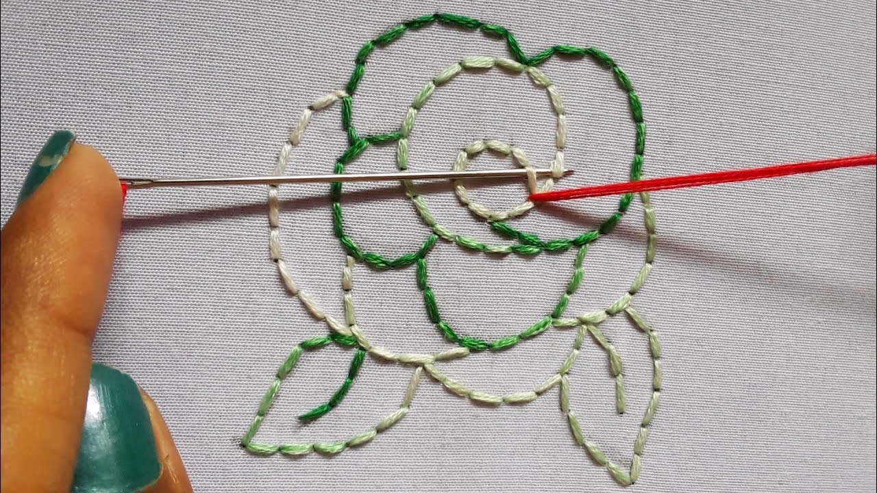[Class - 97] How to do Rose Embroidery back stitch