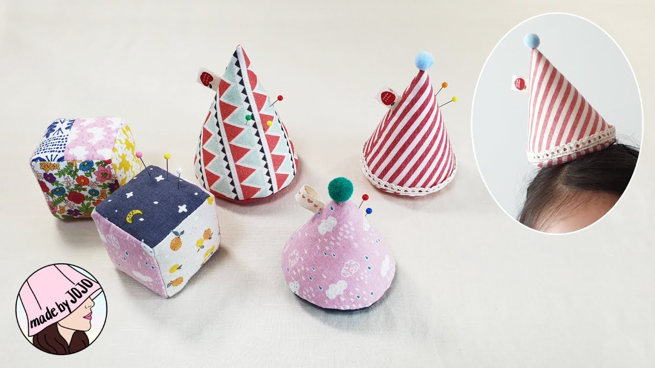 How to Make Cube and Cone Pincushions l Party Hat l Rubber Bands Scrunchies Holder l PDF Patterns