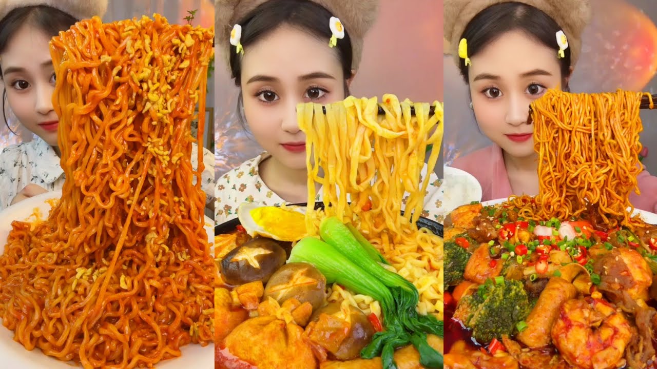 ASMR EATING SPICY AND HOT Korean Noodles 먹방 | Chinese Spicy Food ASMR 중국먹방 | ASMR Eating Video