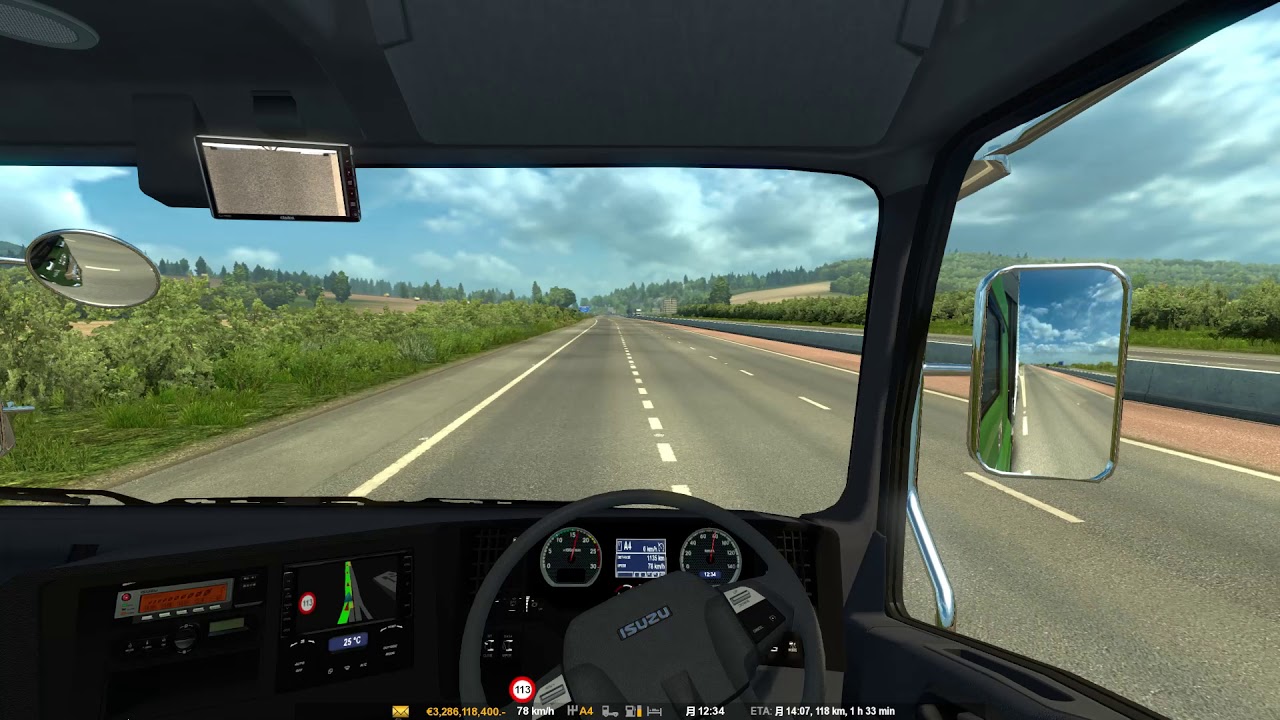 【ETS2プレイ】いすゞギガの低床四軸車でヨーロッパの街をドライブ