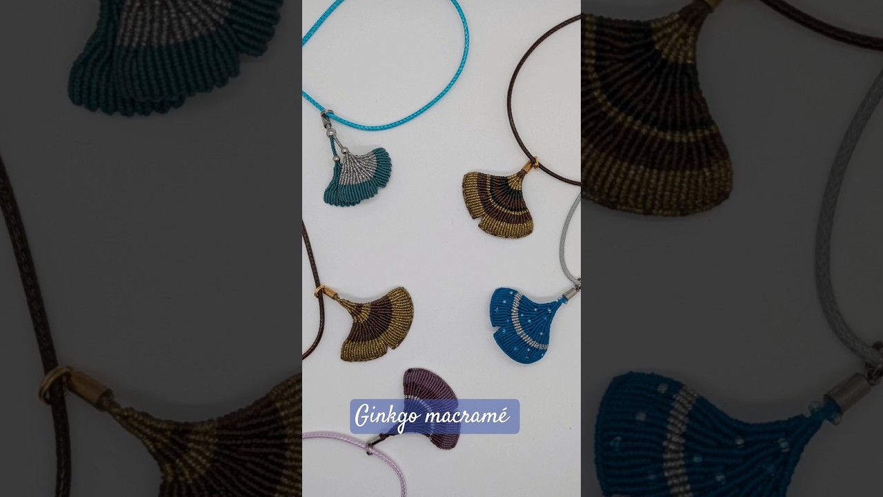 collier avec pendentif macram&eacute; ginkgo biloba  #handmade #colliers   #macram&eacute; #diy #jewel