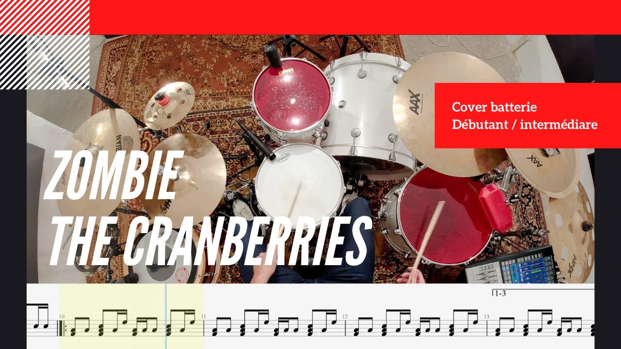 ZOMBIE drum cover - tuto Batterie - play along with music sheet