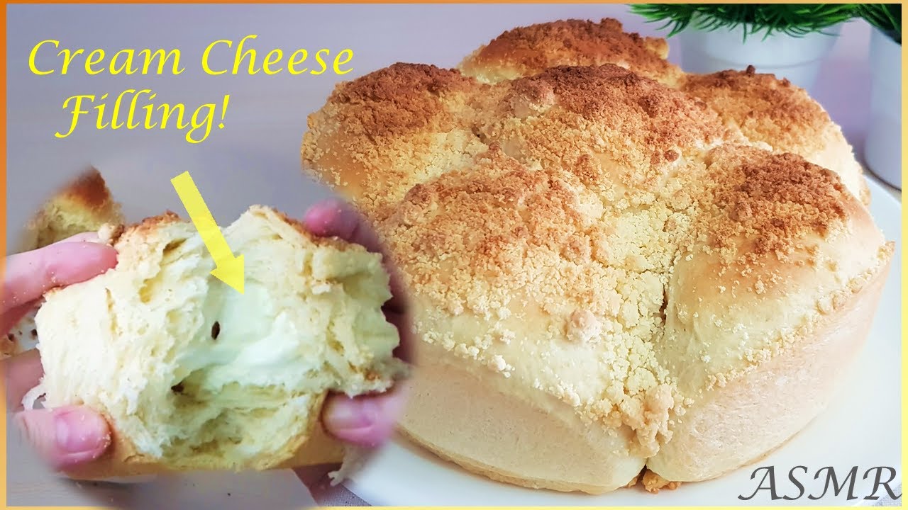 Cream Cheese Bread | Soft & Fluffy with Crumbles and Cream Cheese Filling [ASMR]