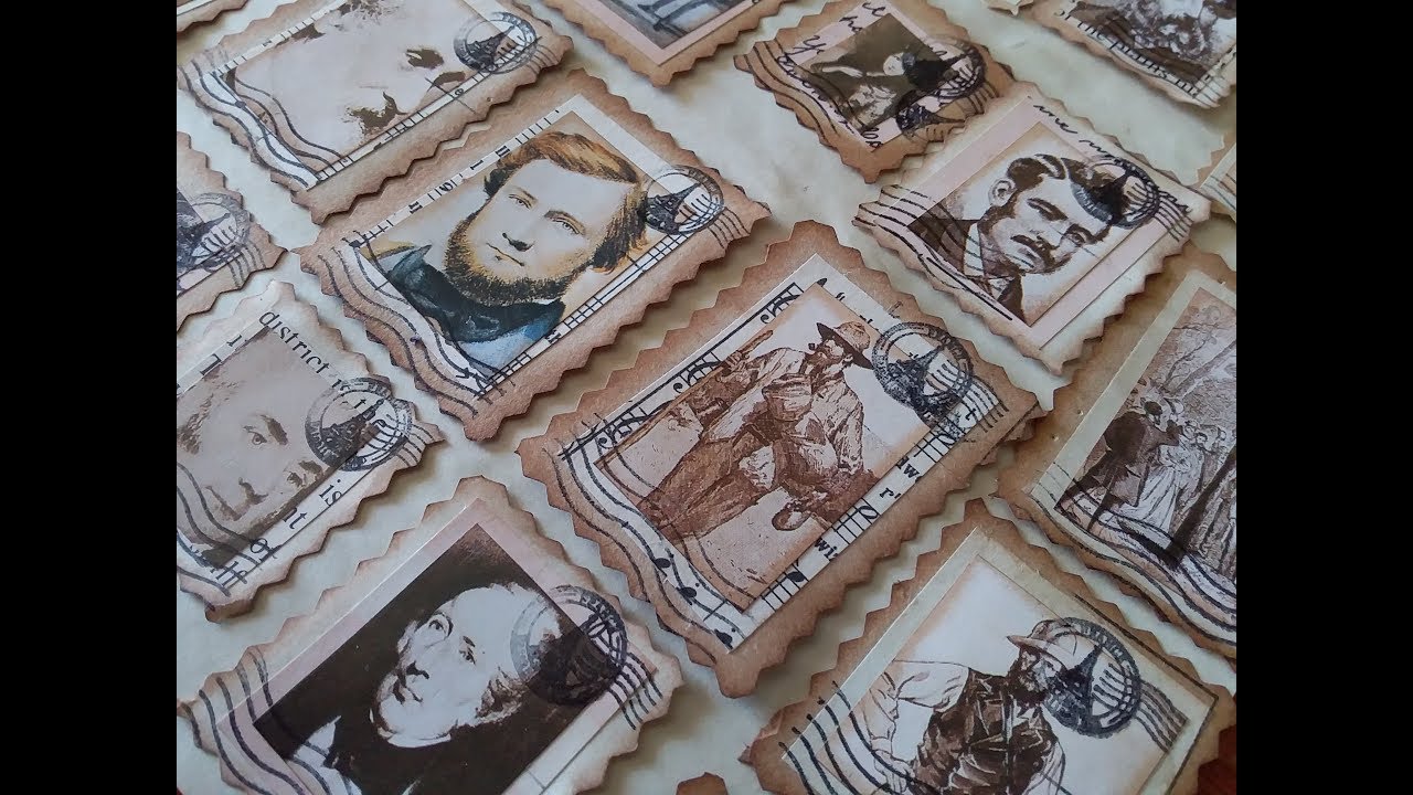 Postage Stamps from book  and magazine images