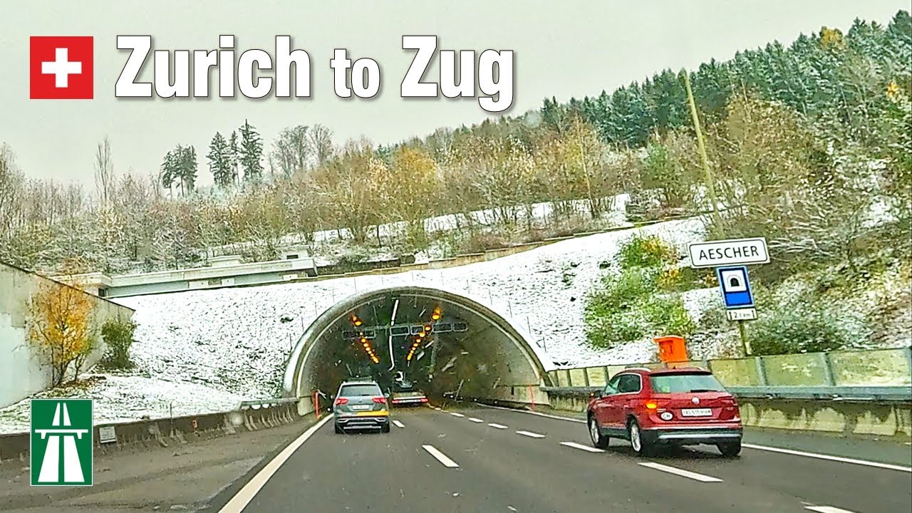 Winter Road Trip from Zurich to Zug ❄ Motorways of Switzerland 🇨🇭 [4K]