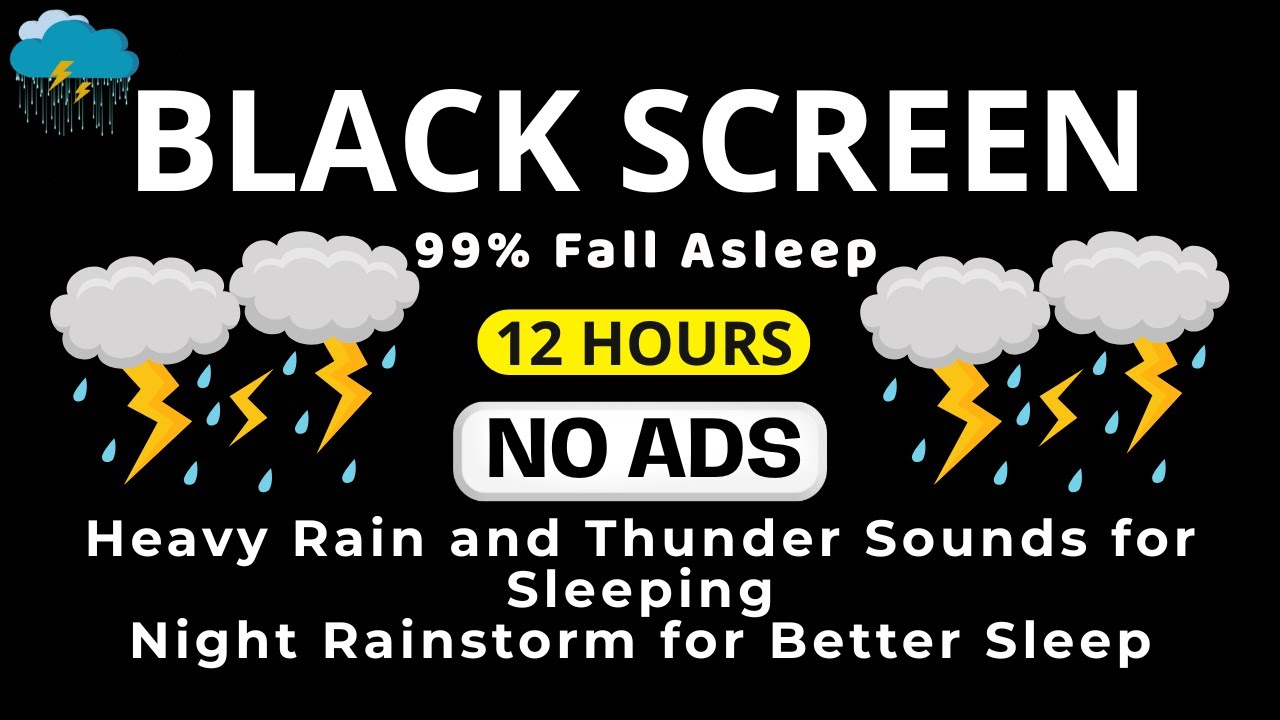 🔴 Heavy Rain and Thunder Sounds for Sleeping || Black Screen || Gentle Thunder for Calm