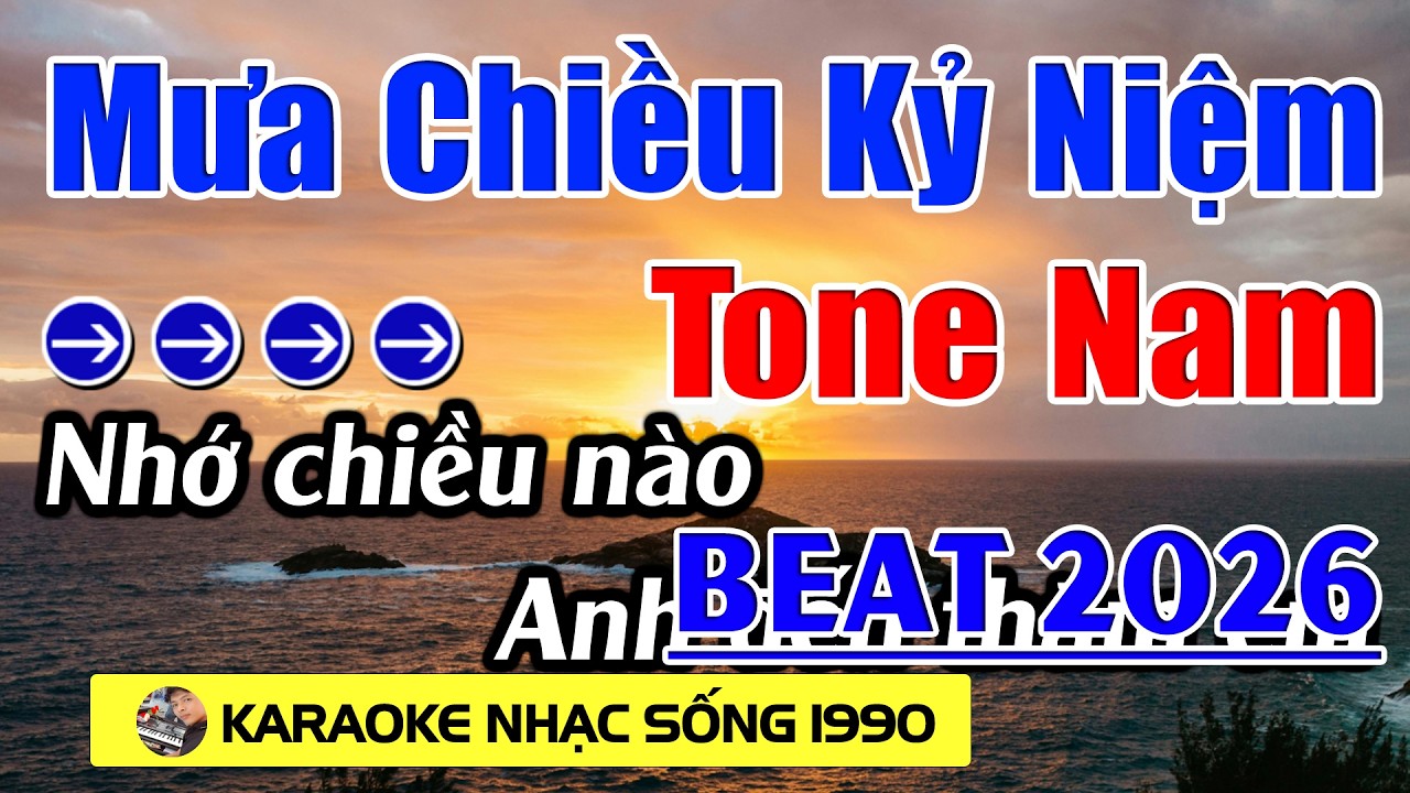 Mưa Chiều Kỷ Niệm - Karaoke Tone Nam ( A ) - Beat Hay 2026 - Karaoke Nhạc Sống 1990 - Beat Mới