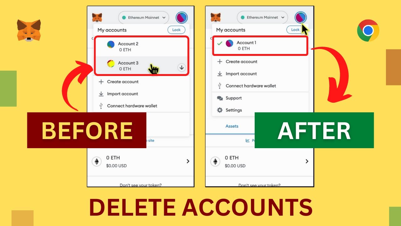 Delete Account in Metamask Wallet on Your Computer Browser