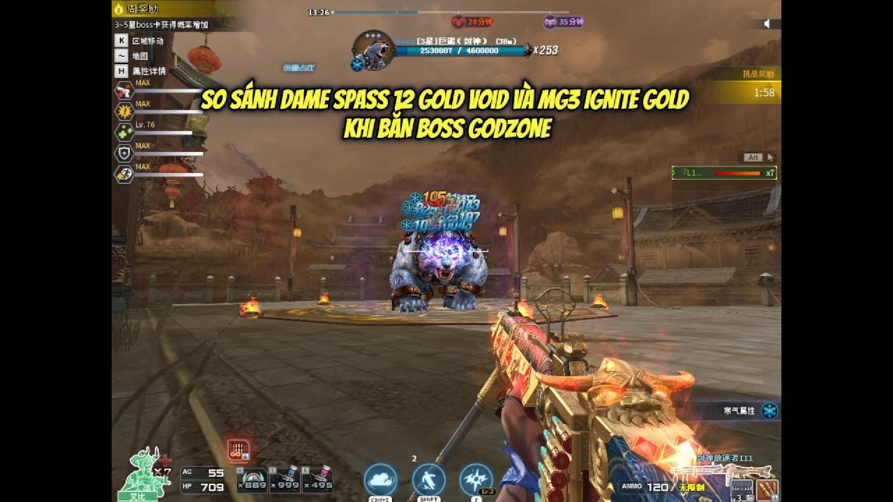 So Sánh Dame Spass 12 Gold Void với Mg3 Ignite Gold Khi Bắn Boss Godzone