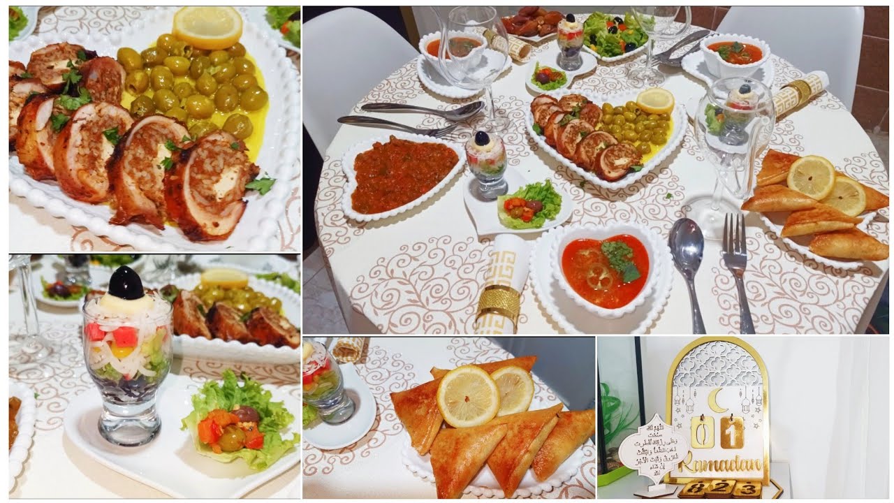 طاولة اول يوم من رمضان 2024🌛كيفاش نضمت ورتبت يومي🤫 وصفة افخاض دجاج محشية🍗بوراك بطاطا وتونة 💥و حميس👌💯