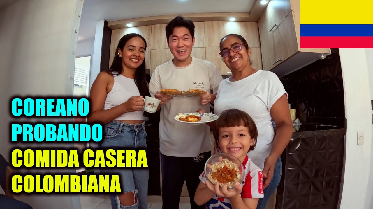 COREANO COCINANDO Y PROBANDO COMIDA CASERA COLOMBIANA PRIMERA VEZ | COLOMBIA (3) 🇨🇴