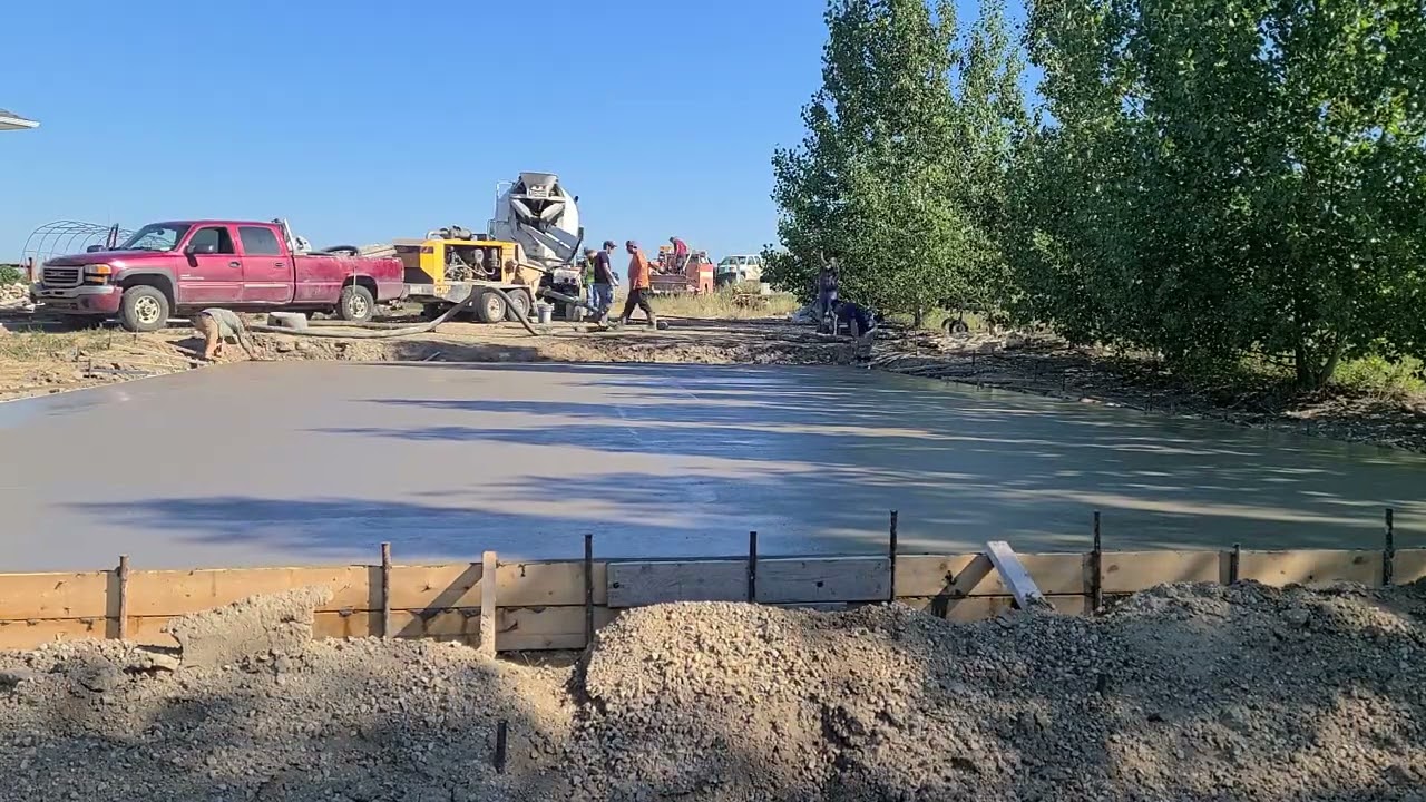 Pouring concrete for my Pickleball court in Craven