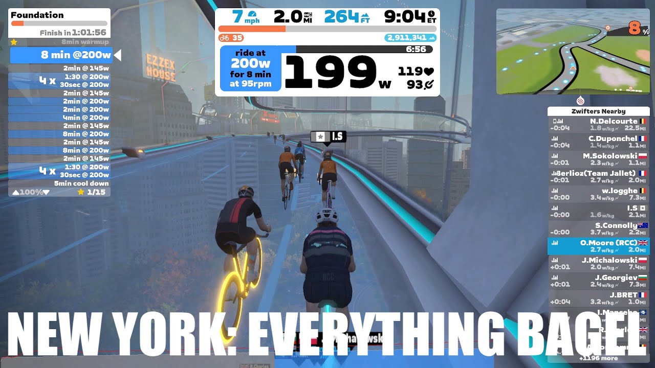 Zwift Route: Everything Bagel | Full course ride | New York