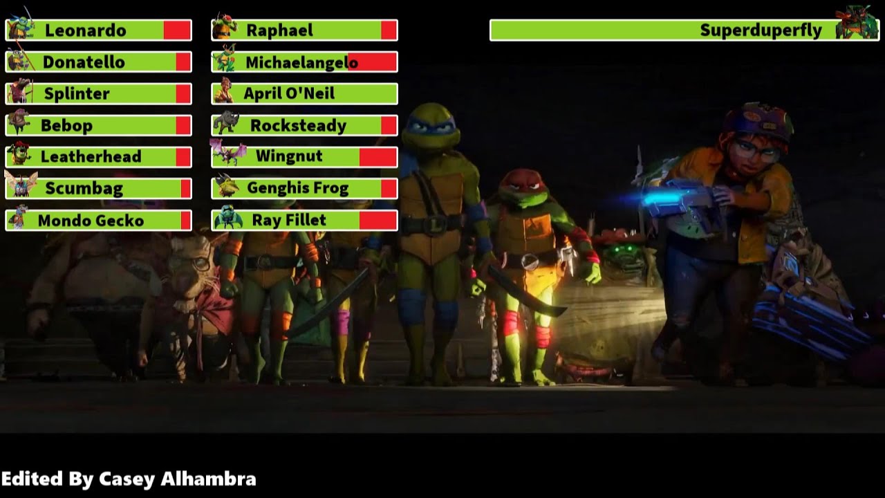 Teenage Mutant Ninja Turtles: Mutant Mayhem (2023) Final Battle with healthbars 1/2