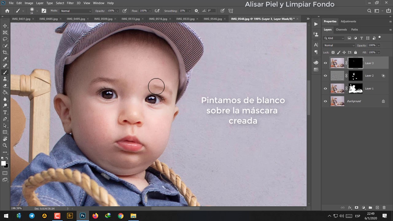 2da etapa: Alisar piel y Limpiar fondo. Adobe Photoshop 2020