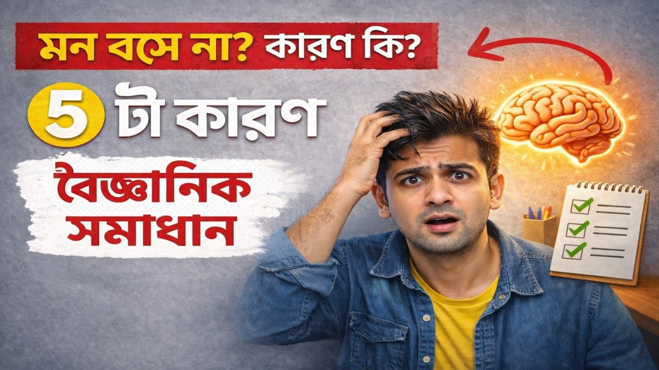 পড়তে বসে মন বসে না? ৫টা বৈজ্ঞানিক কারণ + সহজ সমাধান (Study Focus Tips)
