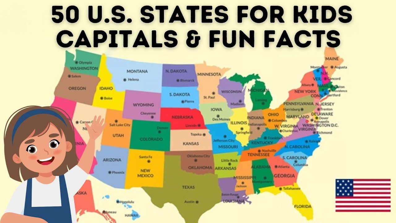 Learn All 50 U.S. States and Capitals + Fun Facts! | Educational Video for Kids